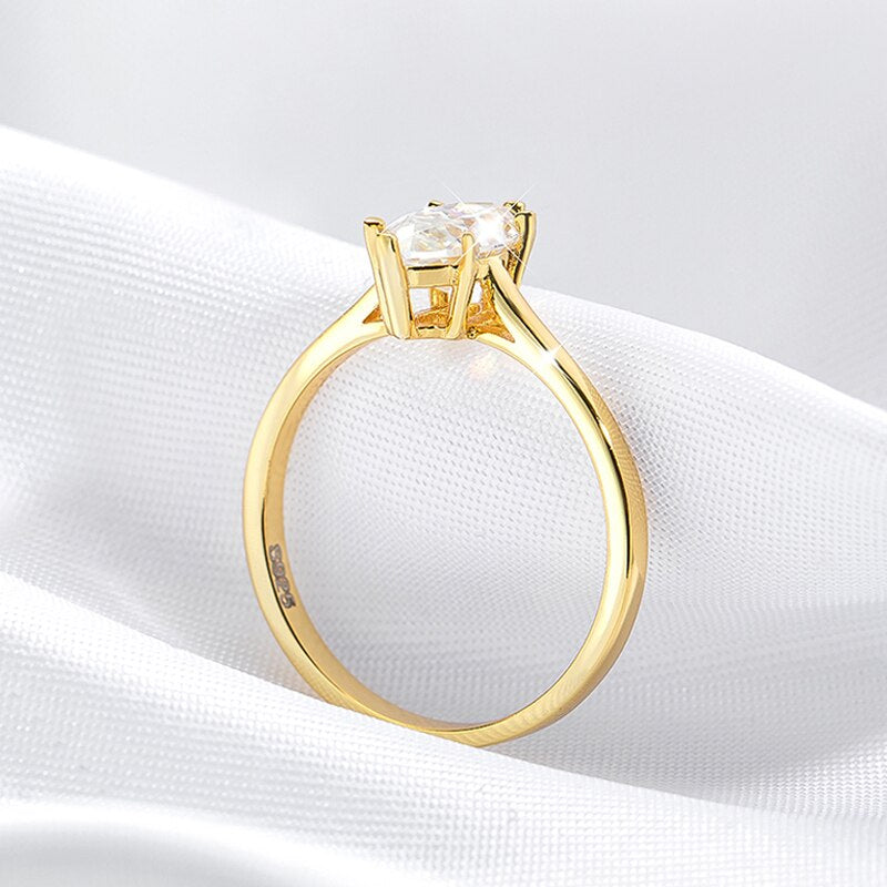 1 Carat Marquise Cut Moissanite 18K Yellow Gold Plated 925 Sterling Silver Engagement Ring