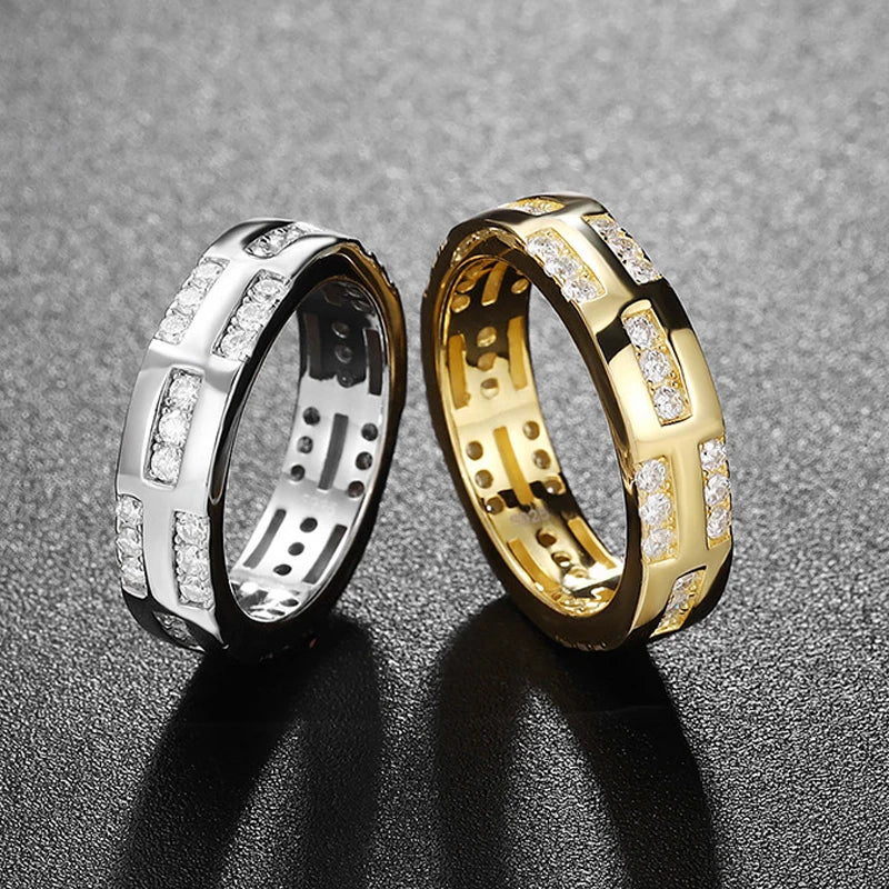 0.68 or 0.81 Carat Moissanite 18K Gold Plated 925 Sterling Silver Band