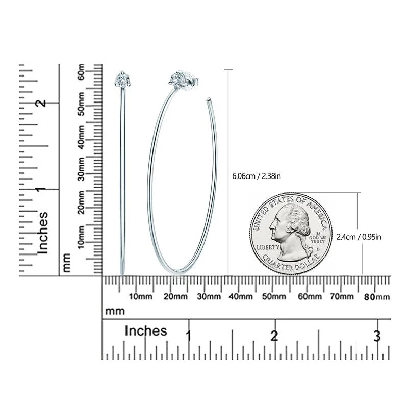 0.6 Carat Total Moissanite 18K Gold Plated 925 Sterling Silver Hoop Earrings