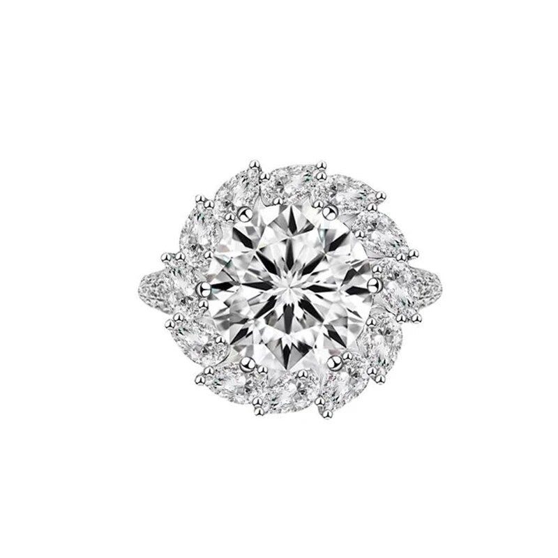 3 Carat Moissanite and Zircon Accent Platinum Plated 925 Sterling Silver Ring