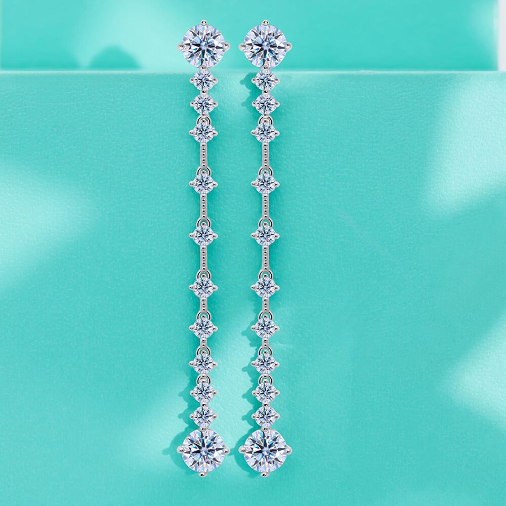 3 Carat Total or 6 Carat Total Moissanite Platinum Plated 925 Sterling Silver Earrings