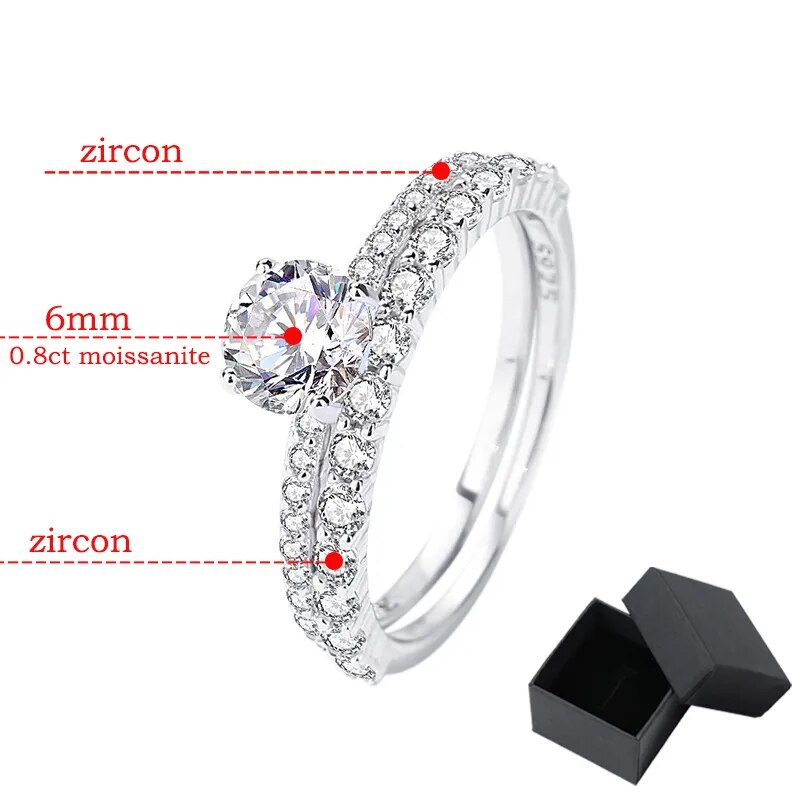 0.8 Carat Moissanite and Zircon 18K Gold Plated 925 Sterling Silver 2 Piece Bridal Set