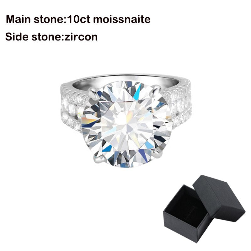 10 Carat Moissanite and Zircon Platinum Plated 925 Sterling Silver Ring