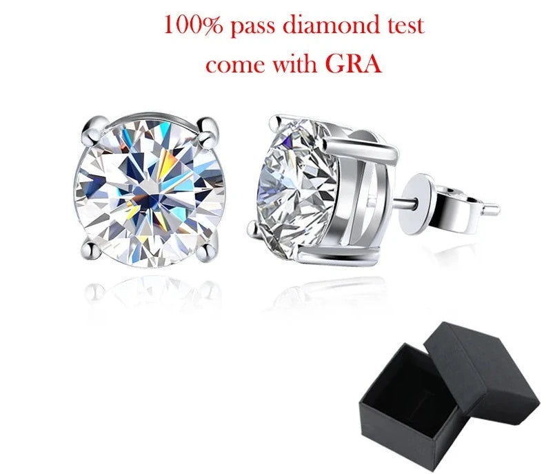 10 Carat Total Moissanite Rhodium Plated 925 Sterling Silver Stud Earrings