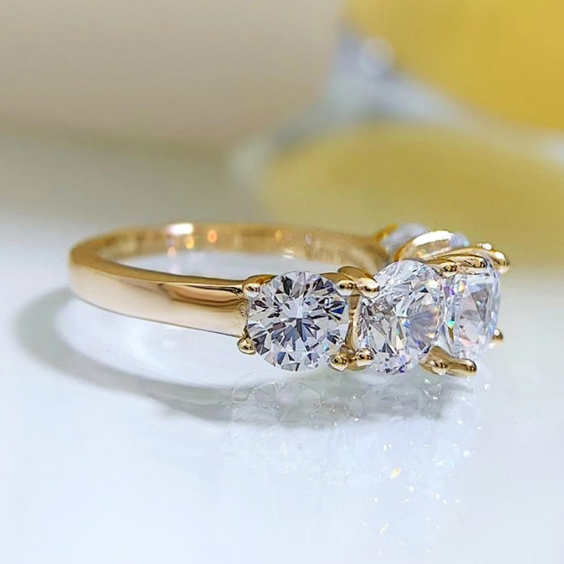 3.6 Carats Total Moissanite 18K Gold Plated 925 Sterling Silver 5 Stone Anniversary/Bridal Band