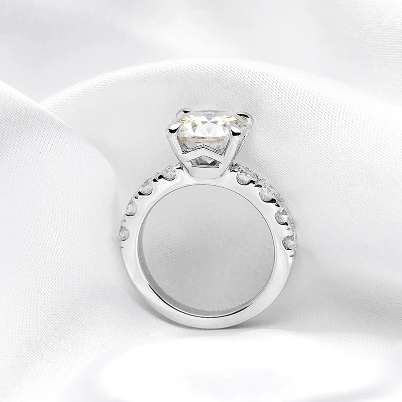 4.3 Carats Total Moissanite 18K White Gold Plated 925 Sterling Silver Engagement Ring