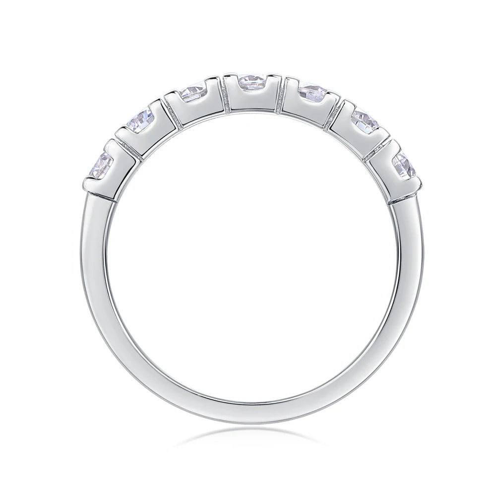 0.7 Carat Total Moissanite 18K White Gold Plated 925 Sterling Silver Band