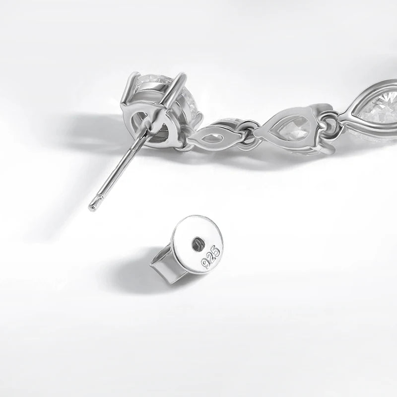 17.1 Carats Total Moissanite Rhodium Plated 925 Sterling Silver Drop Earrings