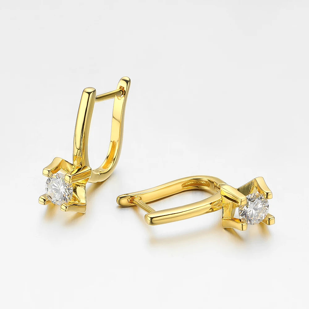 1 Carat Total Moissanite 18K Yellow Gold Plated 925 Sterling Drop Earrings