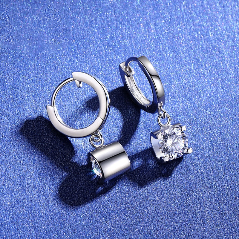 1 Carat Total to 4 Carat Total Moissanite 18K White Gold Plated 925 Sterling Silver Drop Earrings