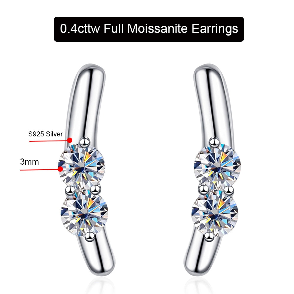 0.4 Carat Total Moissanite Platinum Plated 925 Sterling Silver Earrings