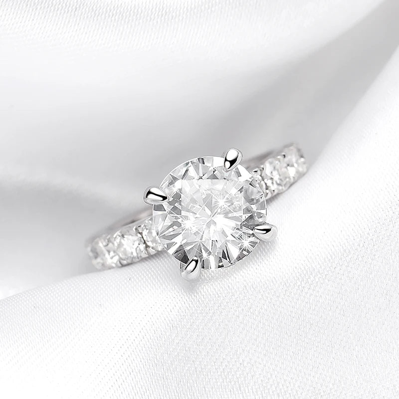 4.3 Carats Total Moissanite 18K White Gold Plated 925 Sterling Silver Engagement Ring