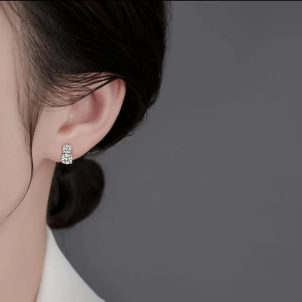 3 Carat Total Moissanite Platinum Plated 925 Sterling Silver Earrings