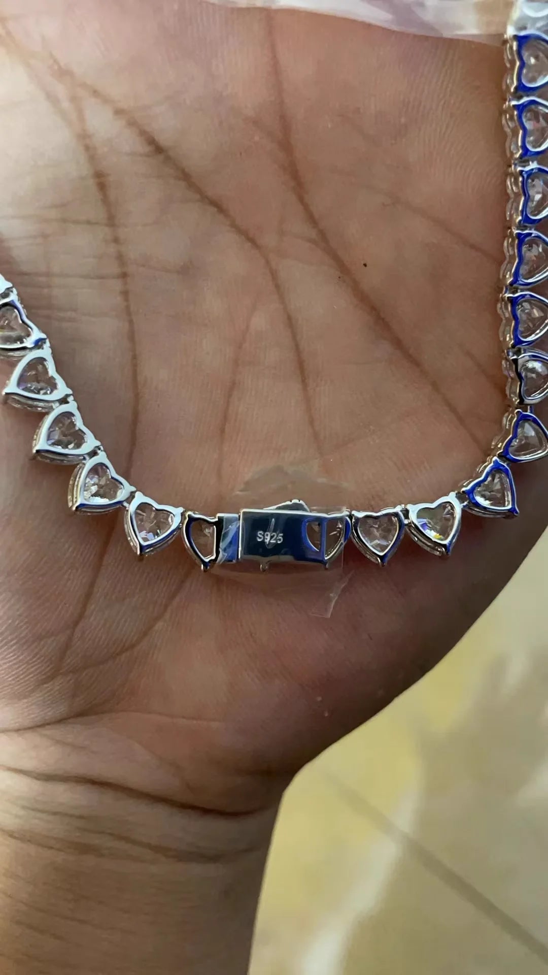 72 Carats Total Heart Cut Moissanite Platinum Plated 925 Sterling Silver Tennis Necklace