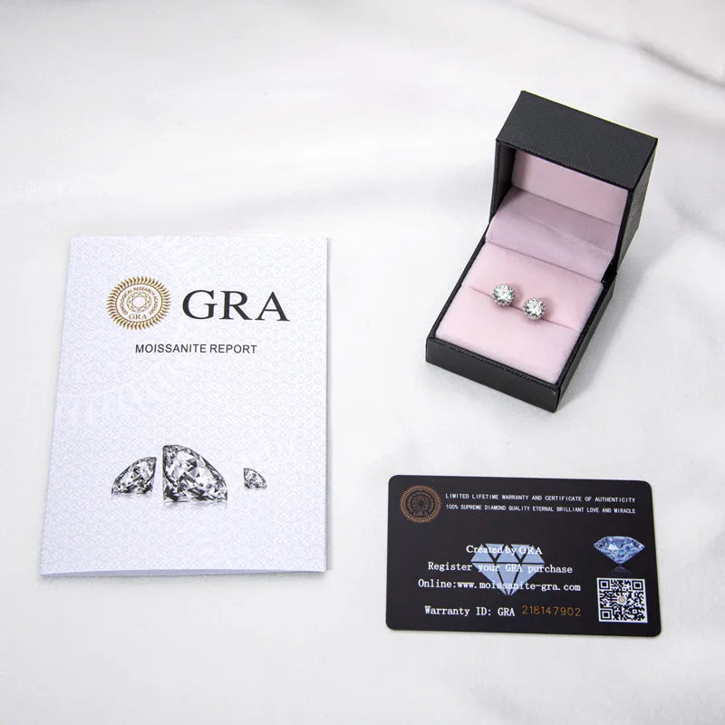 2 Carat Total Moisanite Platinum Plated 925 Sterling Silver Halo Stud Earrings