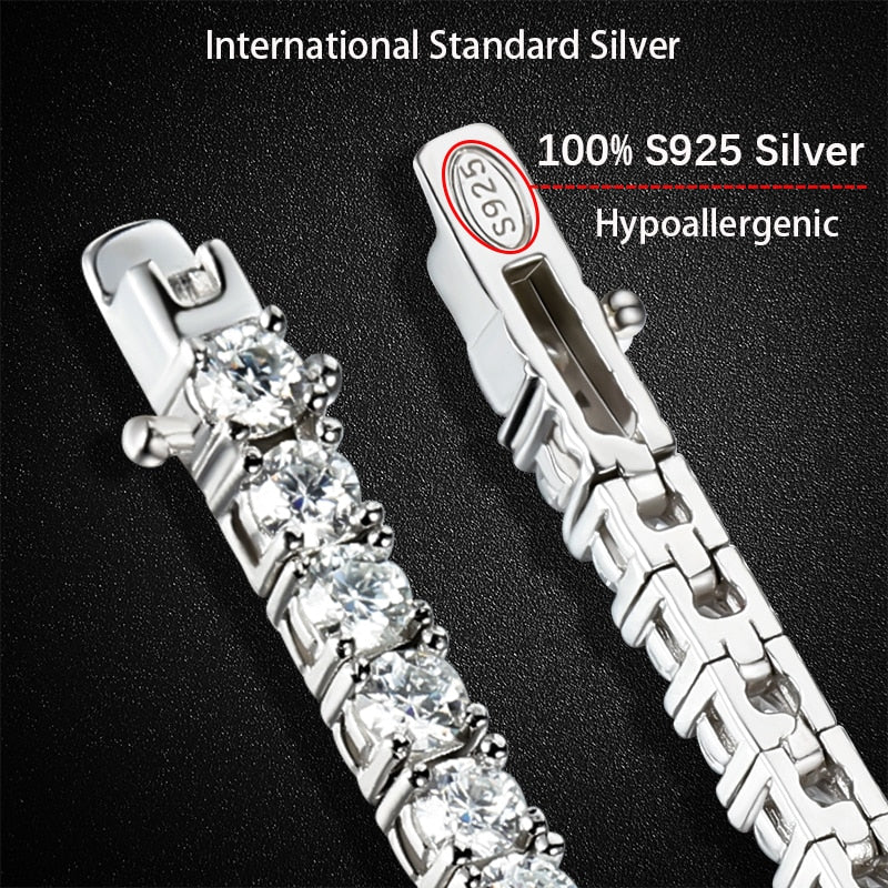 16 Carats Total or 18 Carats Total D Color VVS1 Moissanite 18K White Gold Plated Tennis Bracelet
