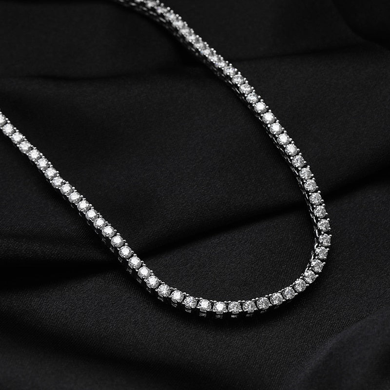 8.6 Carats or 9.6 Carats Moissanite 18K White Gold Plated 925 Sterling Silver Tennis Necklace