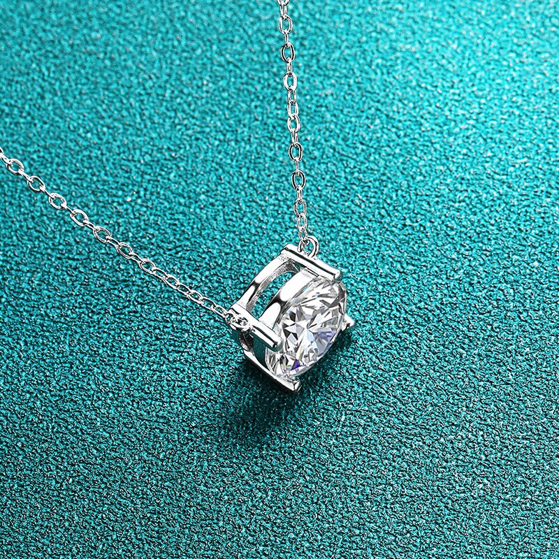 1 Carat to 5 Carat Moissanite D Color VVS1 18K Gold Plated Sterling Silver Pendant Necklace