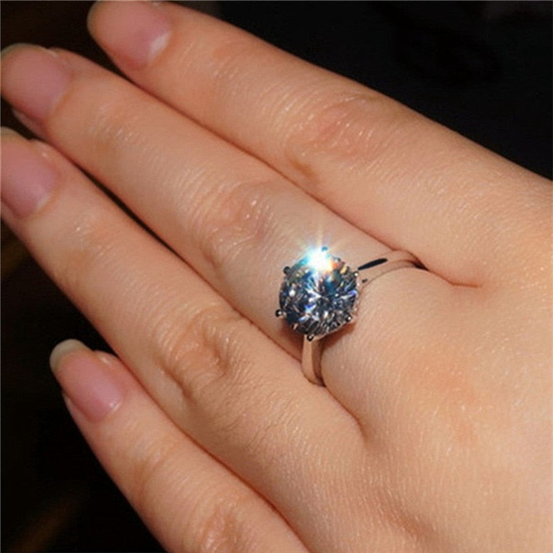 4 Carats Moissanite D Color VVS1 Platinum Plated 925 Sterling Silver Solitaire Ring