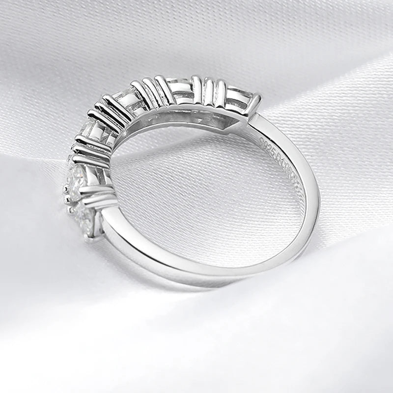 1 Carat Total Trilliant Cut Moissanite Platinum Plated 925 Sterling Anniversary Band