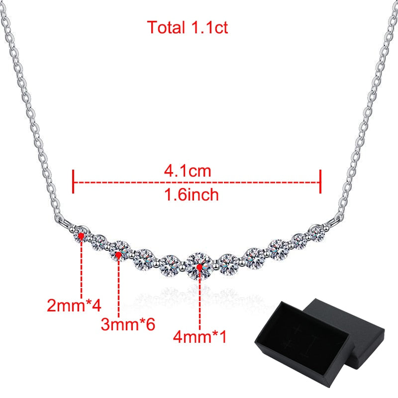 1.1 Carat Total D Color VVS1 Moissanite Platinum Plated 925 Sterling Necklace