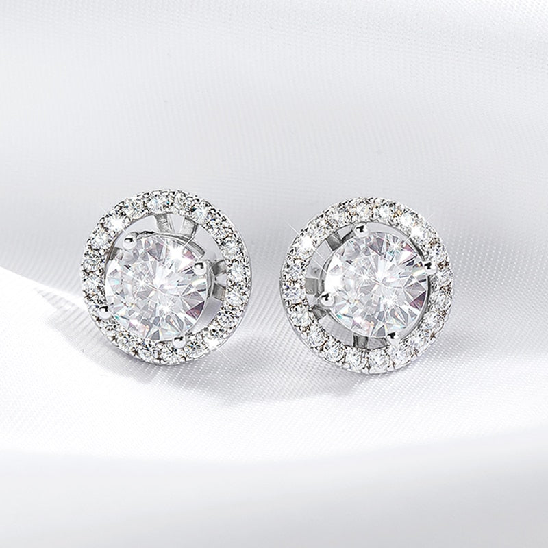 4.6 Carat Total D Color VVS1 Moissanite 18K White Gold Plated 925 Sterling 2-Way to Wear Stud Earrings