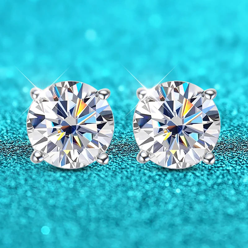 4 Carats Total Moissanite Rhodium Plated 925 Sterling Silver Sud Earrings