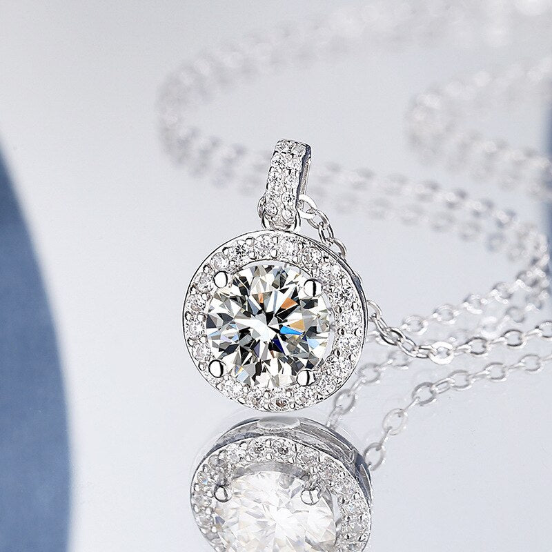 3 Carats to 10 Carats Moissanite and Zircon Accent 18K Gold Plated 925 Sterling Pendant Necklace