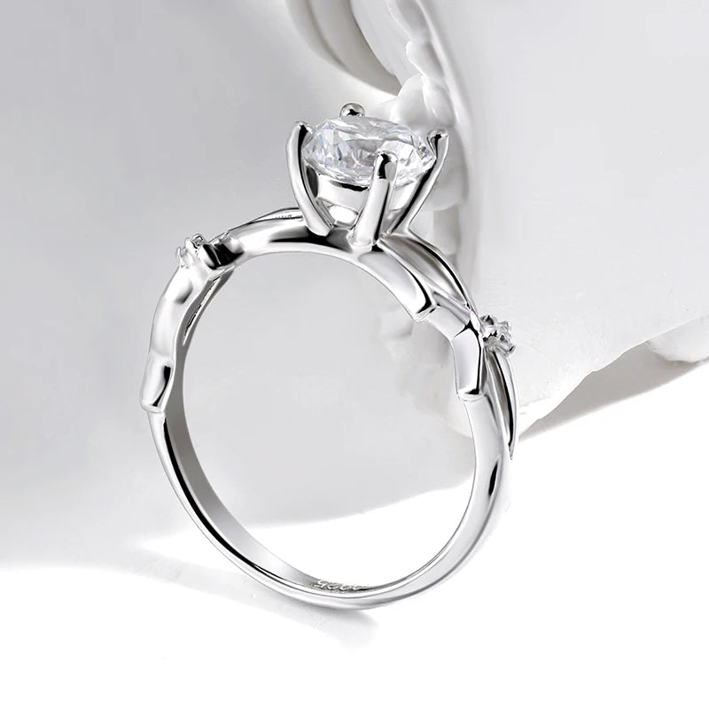 1 Carat Moissanite and Zircon 18K White Gold Plated 925 Sterling Engagement Ring