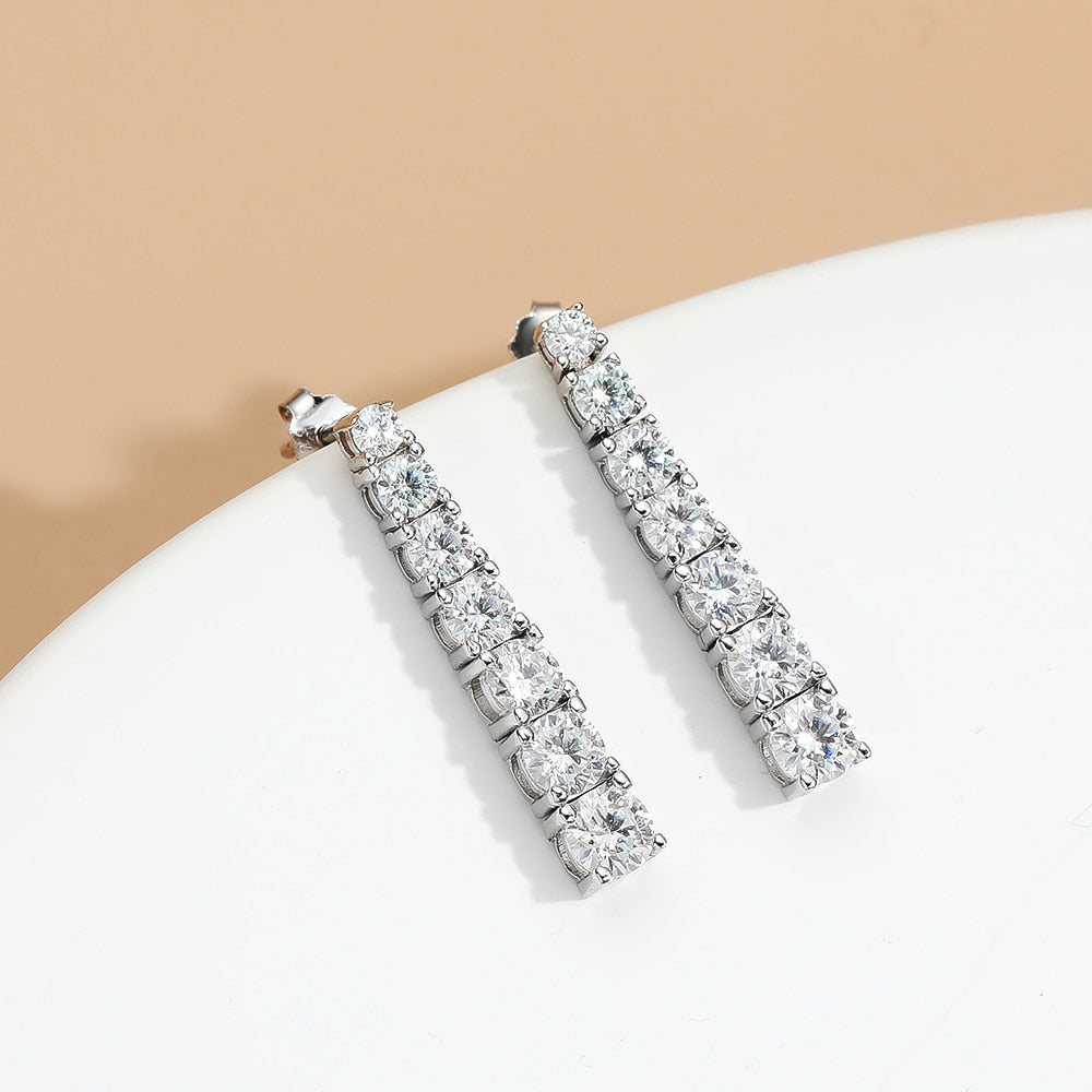 2.82 Total Carats Moissanite Platinum Plated 925 Sterling Silver Drop Earrings