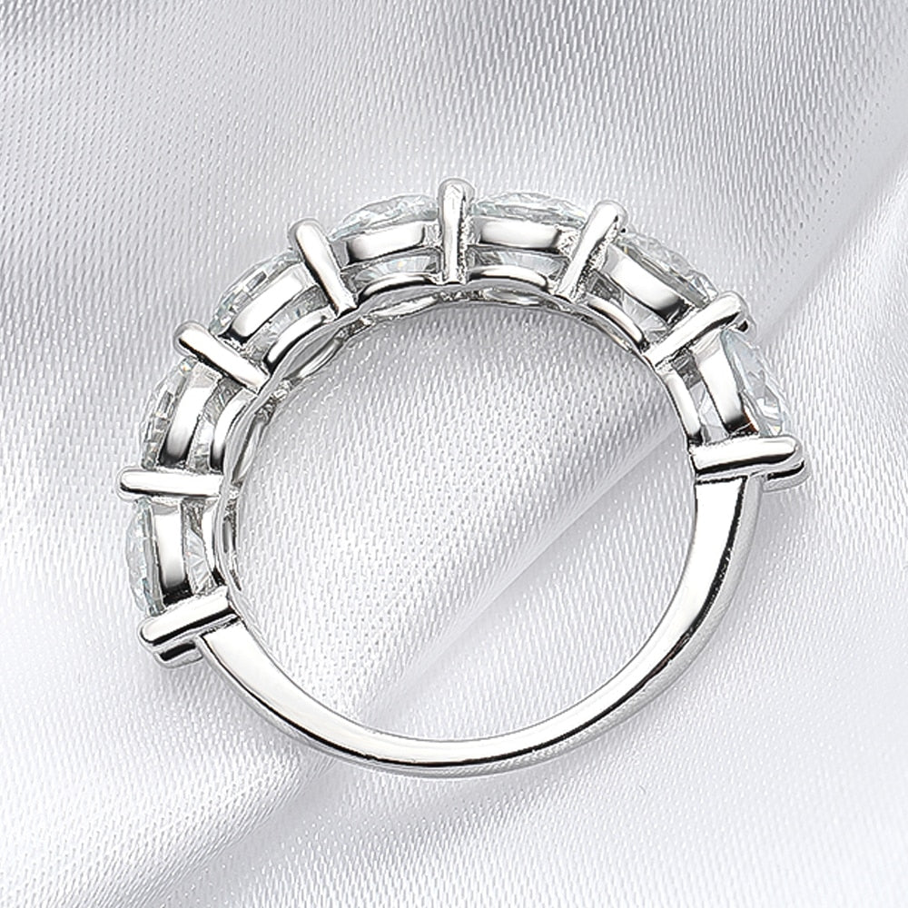 3.5 Carat or 7 Carat Total D Color VVS1 Moissanite Platinum Plated 925 Sterling 7 Stone Ring