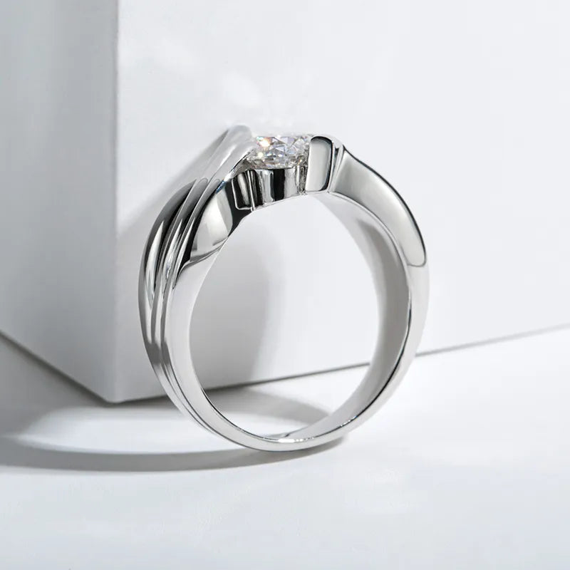 1.2 Carat Total Moissanite 18K White Gold Plated 925 Sterling Silver 3 Stone Ring