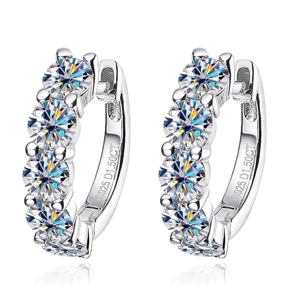 3 Carat Total Moissanite 18K Gold Plated or Platinum Plated 925 Sterling Silver Hoop Earrings