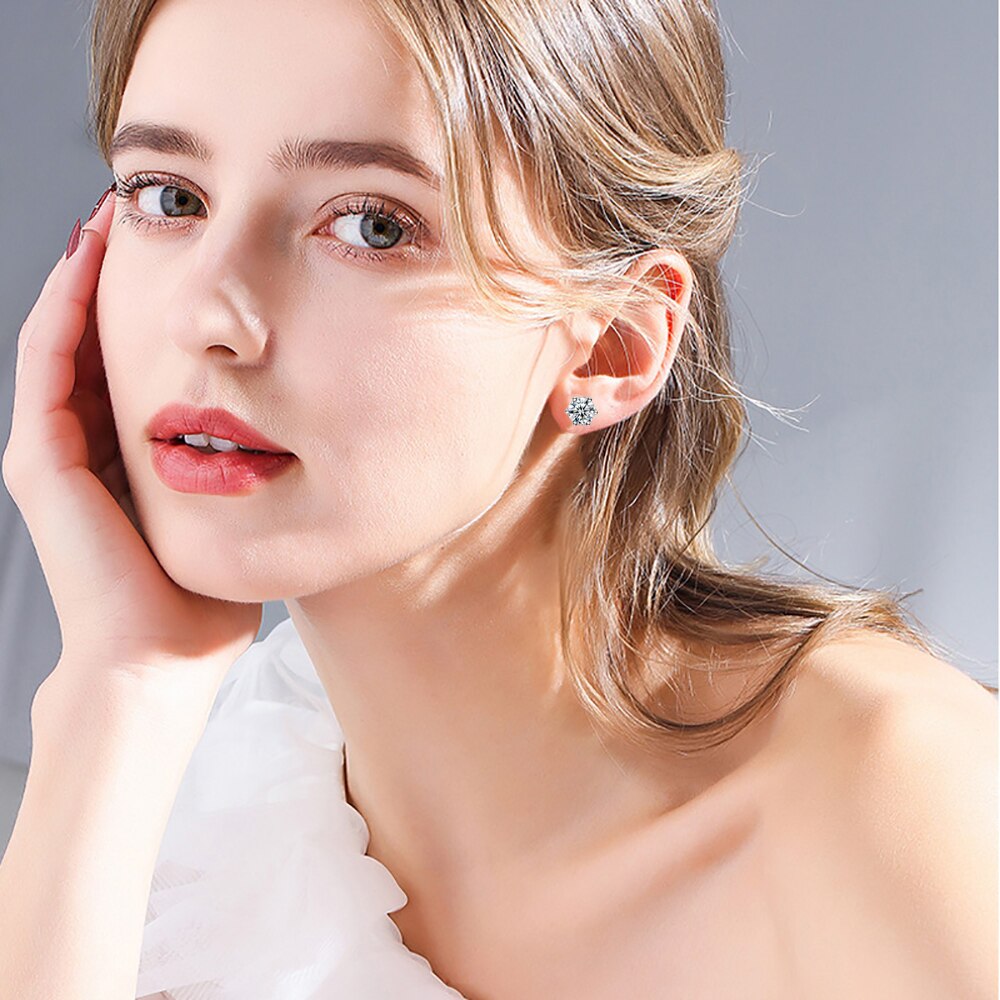 2 or 4 Carat Total Moissanite D Color VVS1 Platinum Plated 925 Sterling Silver Stud Earrings