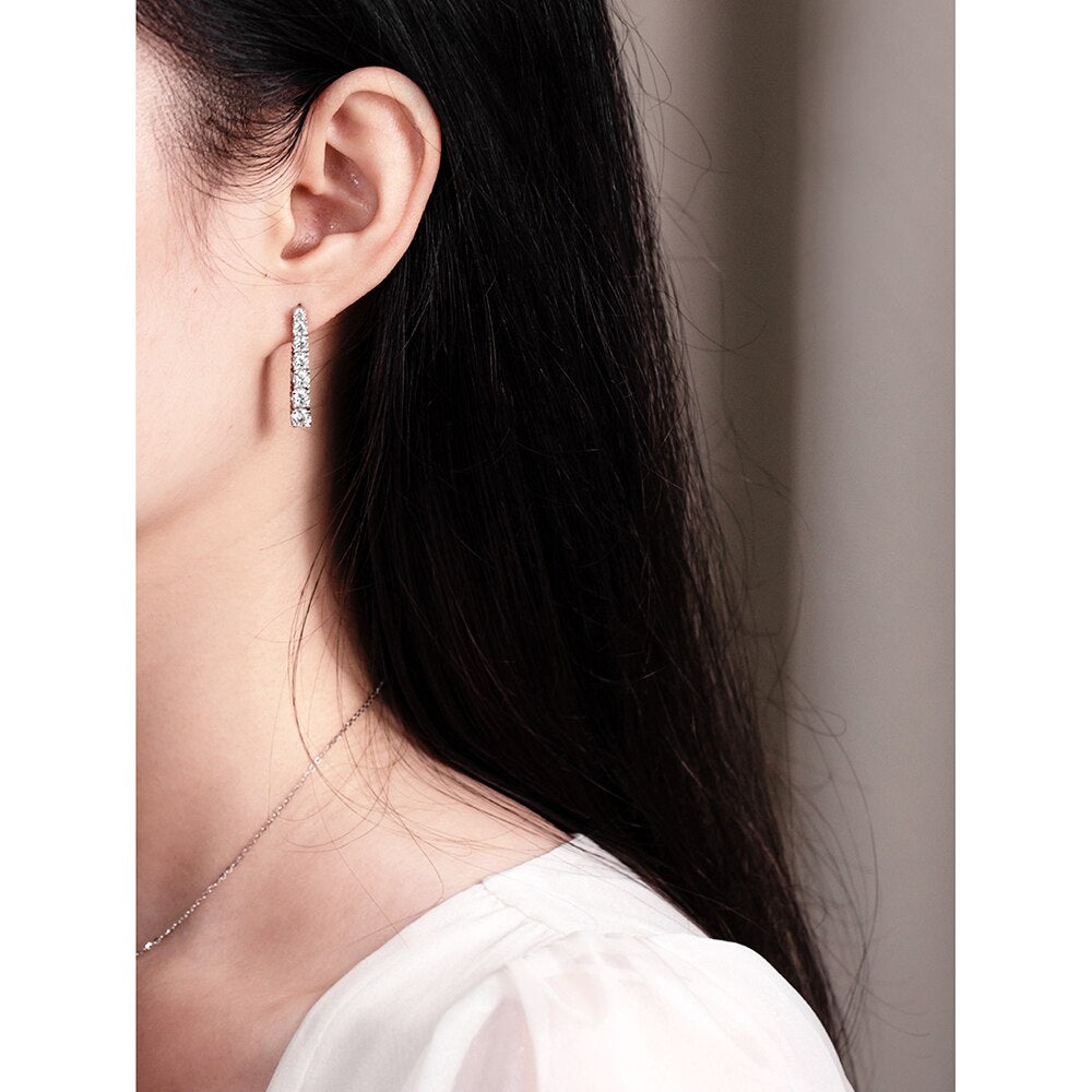 2.82 Total Carats Moissanite Platinum Plated 925 Sterling Silver Drop Earrings