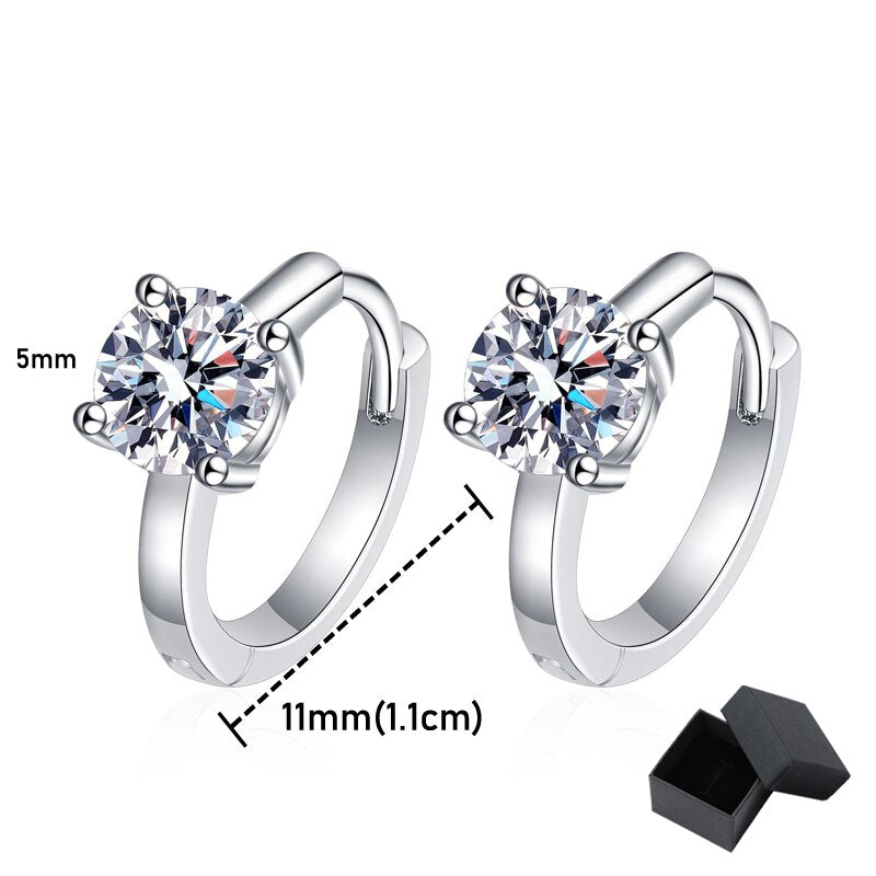 1 Carat Total Moissanite D Color VVS1 Platinum Plated 925 Sterling Silver Hoop Earrings