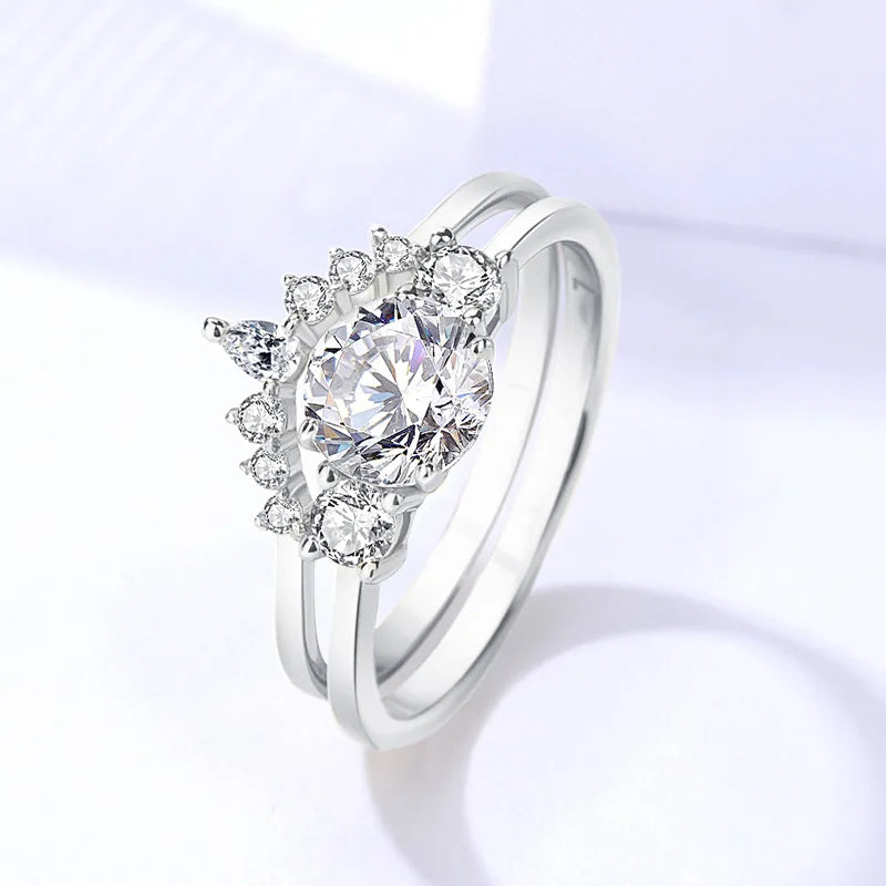 1 Carat Moissanite 18K Gold Plated 925 Sterling Silver Bridal Set