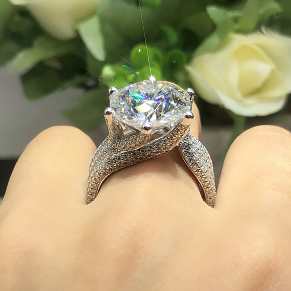 3 Carat Moissanite and Zircon Accent Platinum Plated 925 Sterling Silver Ring