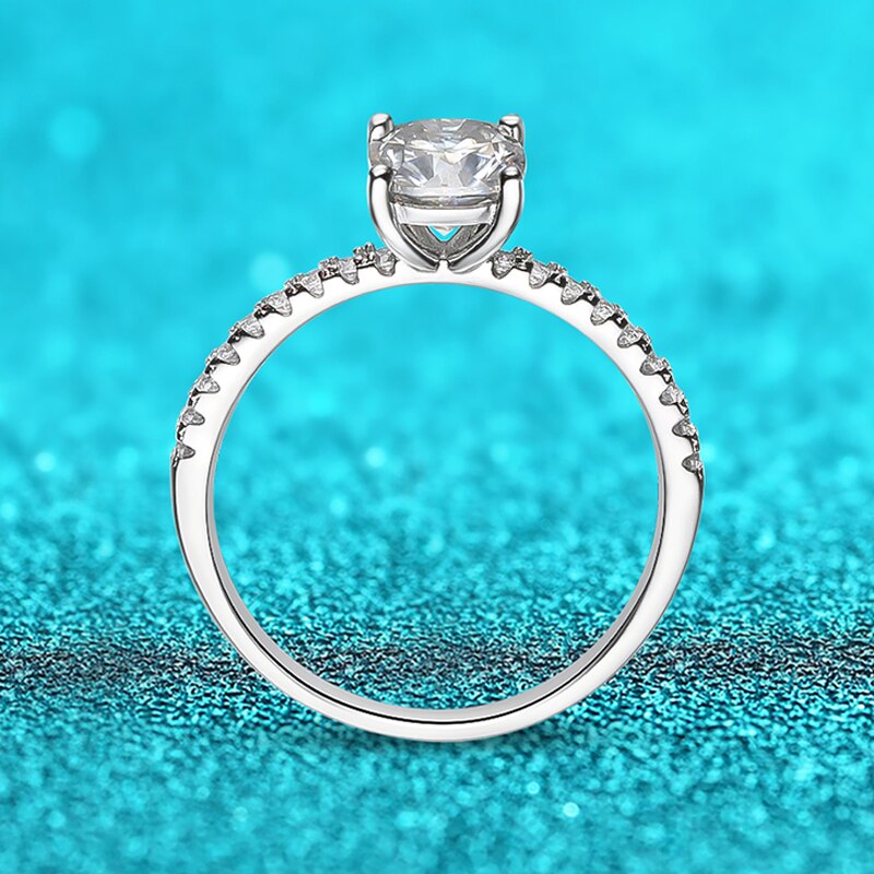 1 Carat to 3 Carats Cushion Cut Moissanite and Zircon 18K Gold Plated 925 Sterling Silver Ring