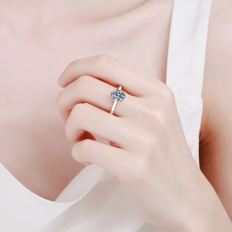 2 Carat Oval Cut Moissanite 18K White Gold Plated 925 Sterling Silver Solitaire Ring