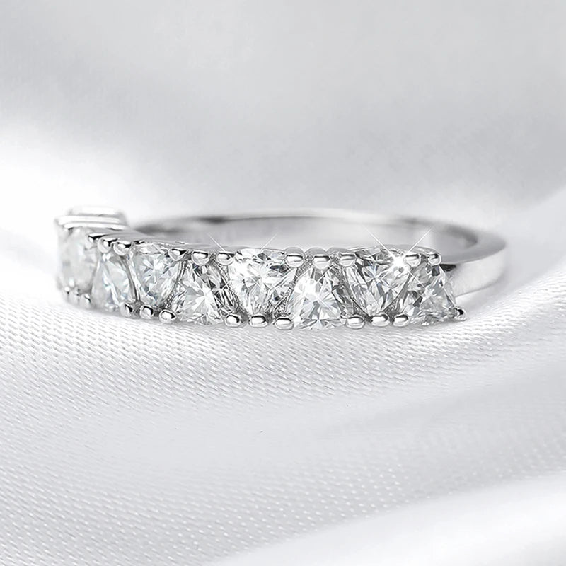 1 Carat Total Trilliant Cut Moissanite Platinum Plated 925 Sterling Anniversary Band