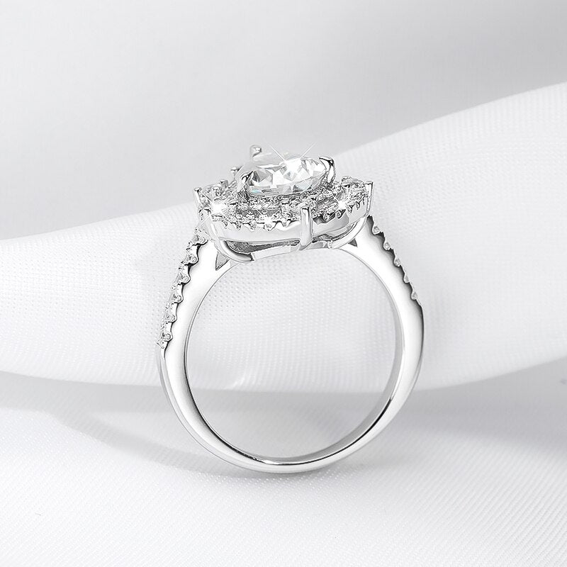 2 Carat Pear Shaped Moissanite and Zircon 18K Gold Plated 925 Sterling Ring