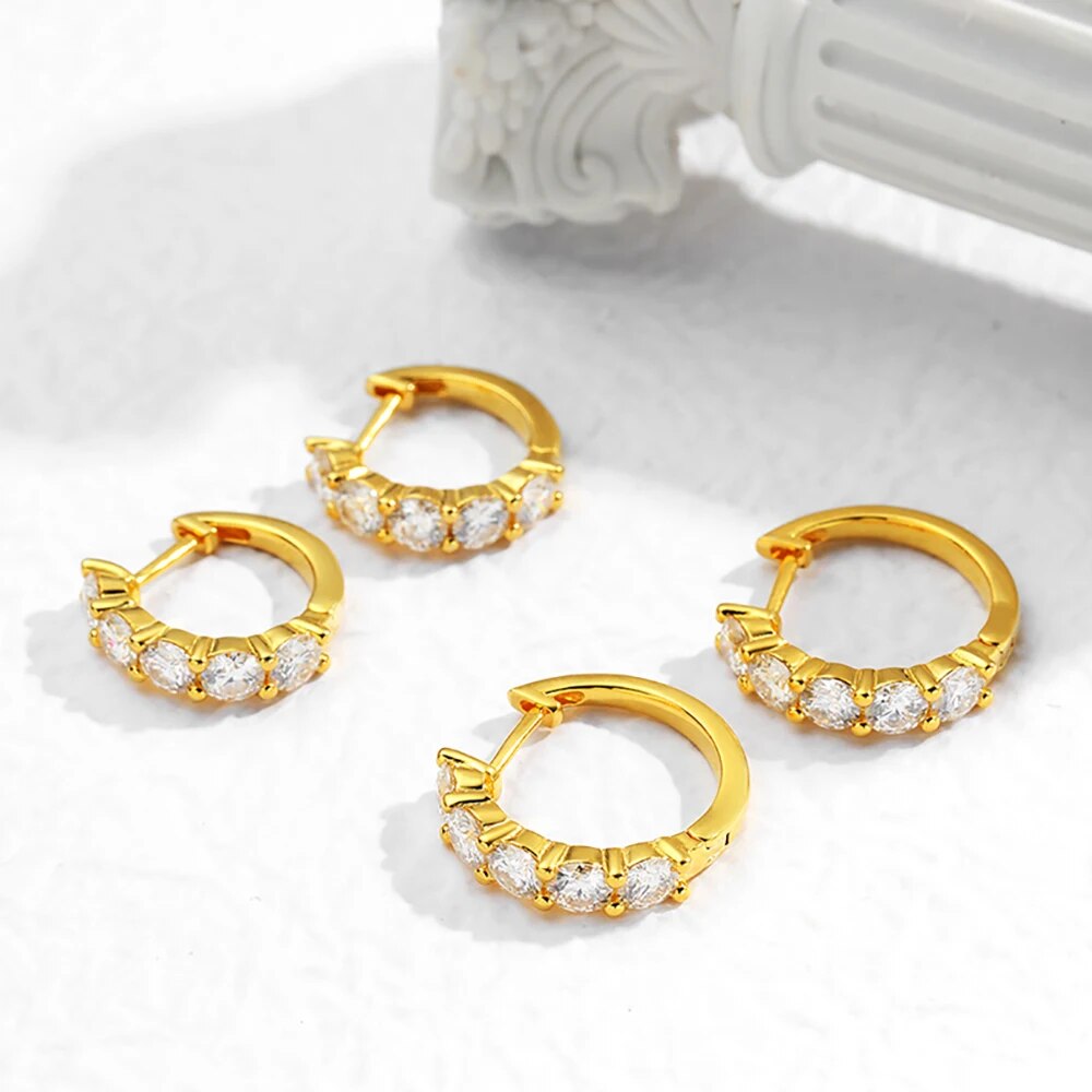 3 Carat Total Moissanite 18K Gold Plated or Platinum Plated 925 Sterling Silver Hoop Earrings