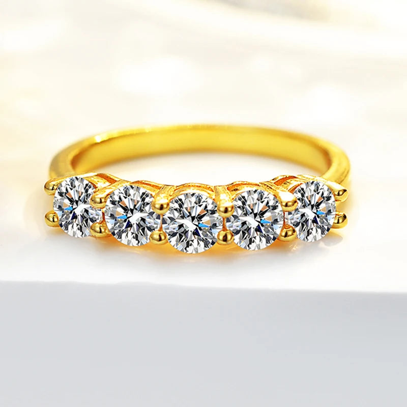 1.5 Carats Total Moissanite 14K Yellow Gold Plated 925 Sterling Silver Eternity Band