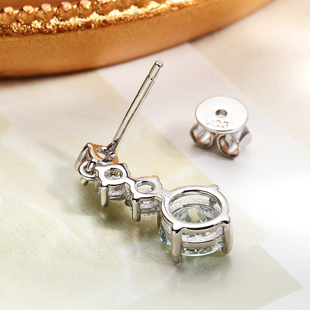 2.6 Carat Total Moissanite D Color VVS1 Platinum Plated 925 Sterling Silver Drop Earrings