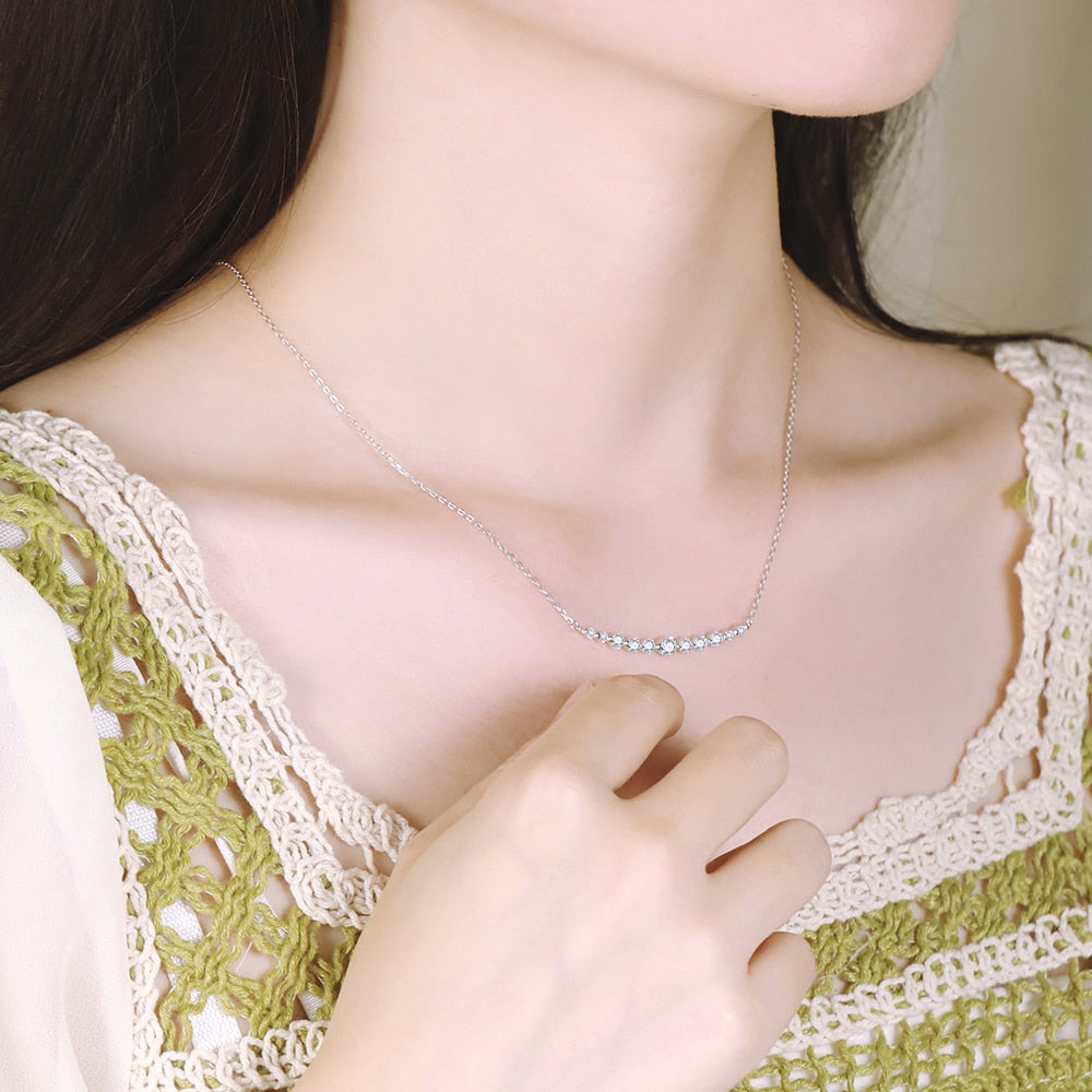 1.1 Carat Total D Color VVS1 Moissanite Platinum Plated 925 Sterling Necklace