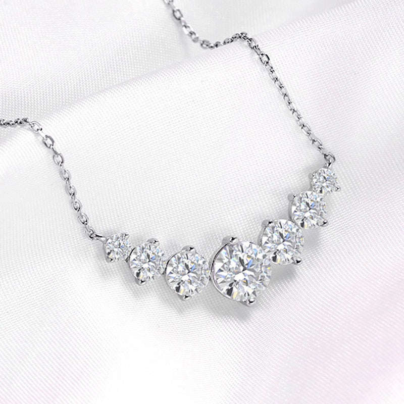 1.7 Carat to 5 Carats Total Moissanite Platinum Plated 925 Sterling Necklace