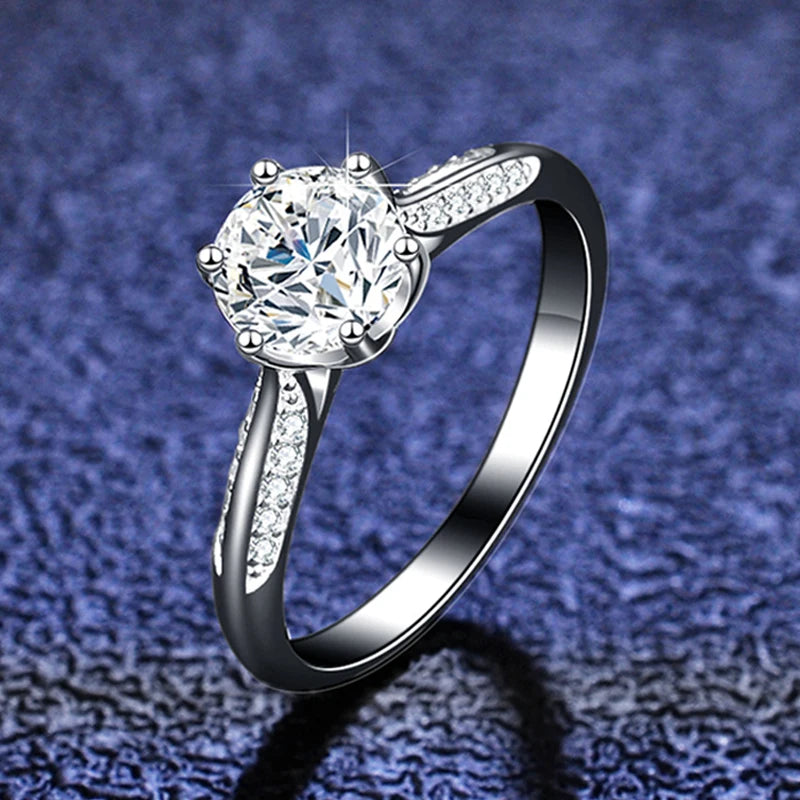 1.28 Carats Total Moissanite 18K White Gold Plated 925 Sterling Silver Bridal Set