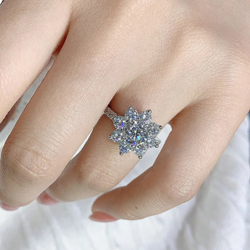 1 Carat or 2 Carats Moissanite and Zircon Platinum Plated 925 Sterling Engagement Ring