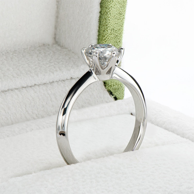 1 Carat Moissanite 18K Gold Plated 925 Sterling Silver Solitaire Engagement Ring